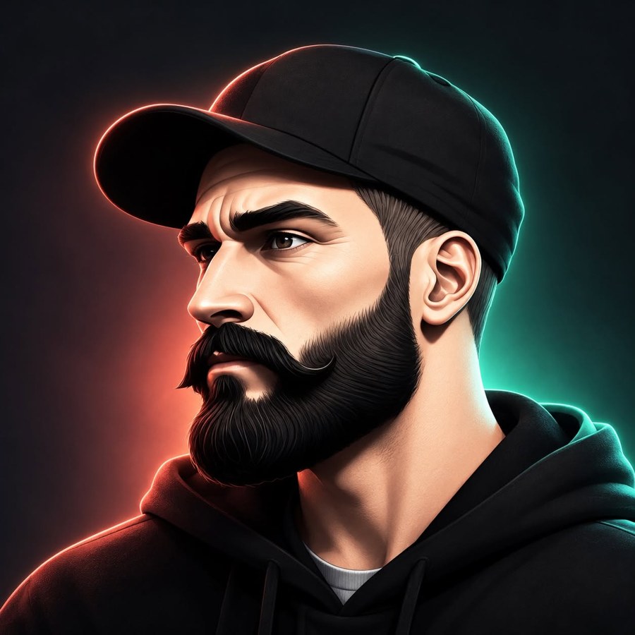 DanOther, portret din profilul său Facebook, în lumină coral și mint